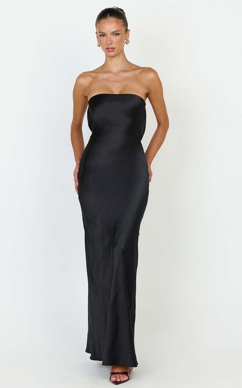 New Lulus Charlita Maxi Dress Strapless Cowl Back Satin Dress -US 8 MSRP $119